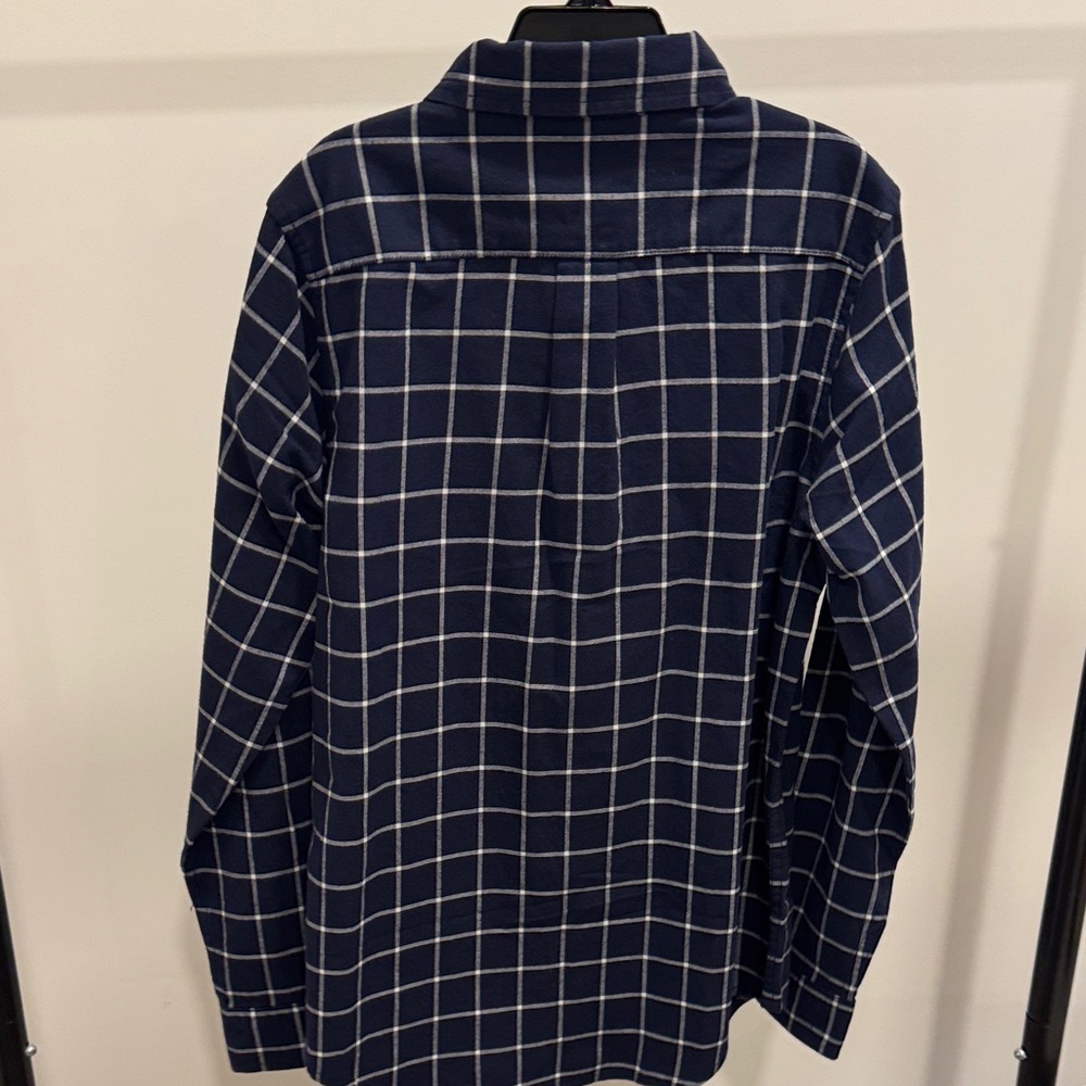 Janie and Jack Navy Blue Checkered Kids Button Down Shirt - Picture 4 of 4